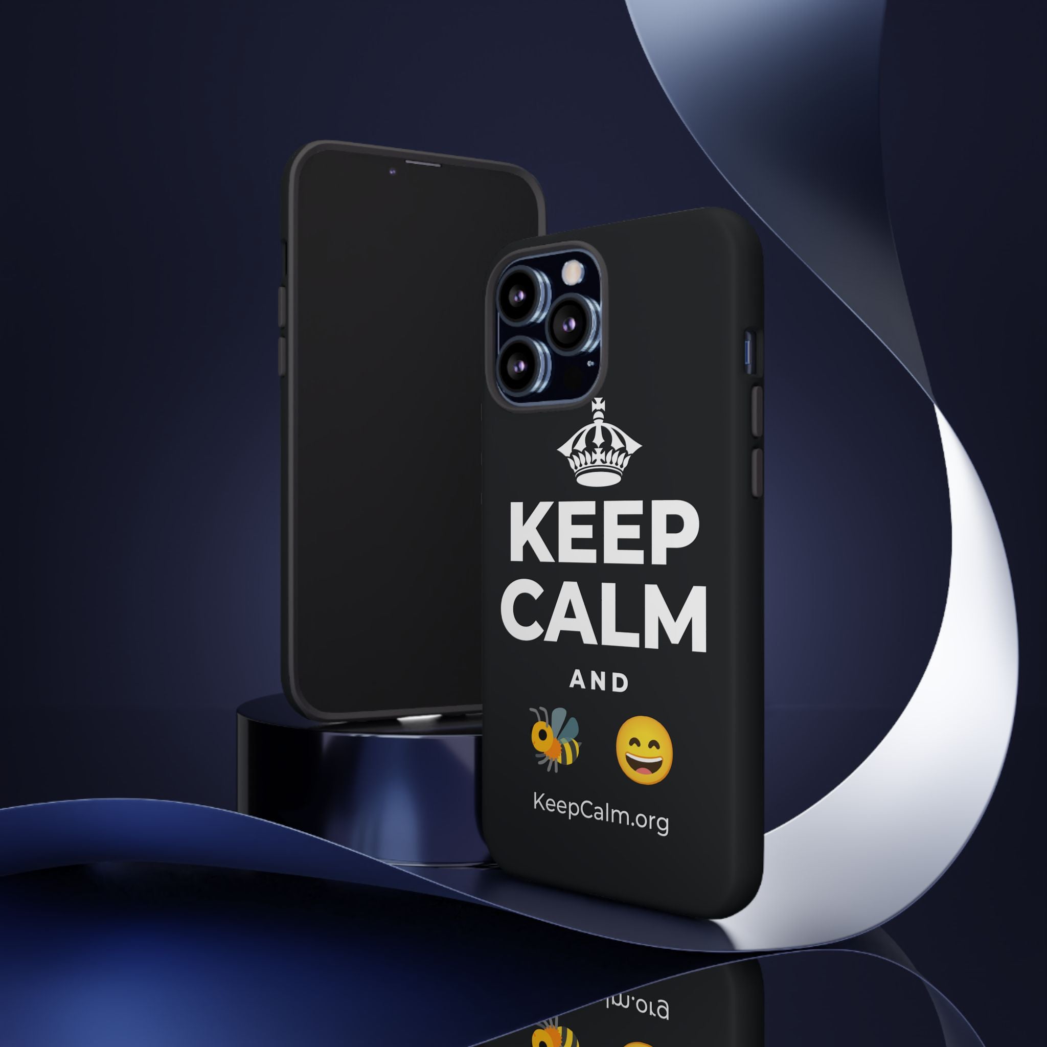 KEEP CALM AND 🐝 😄 Phone Case (Dark)
