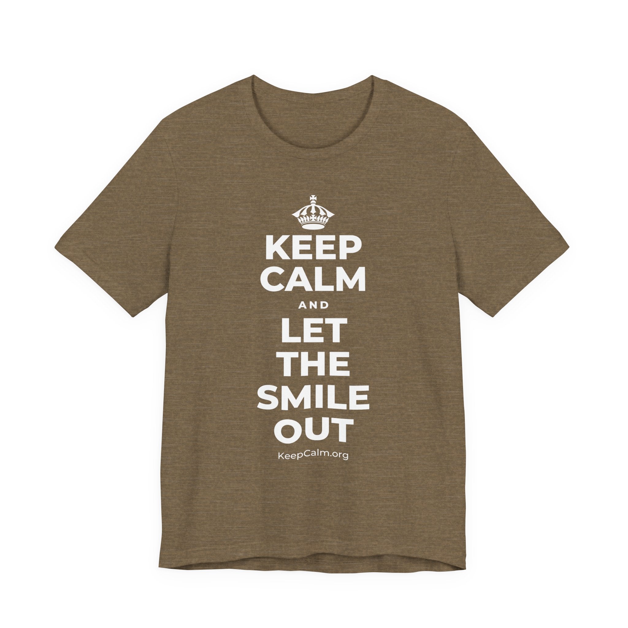 KEEP CALM AND LET THE SMILE OUT T-Shirt (Soft Cream–Heather Mauve)