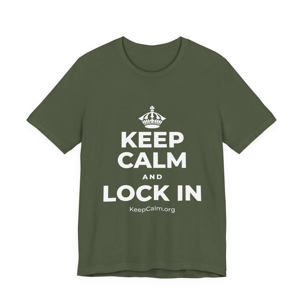 KEEP CALM AND LOCK IN T-Shirt (Military Green–Autumn)