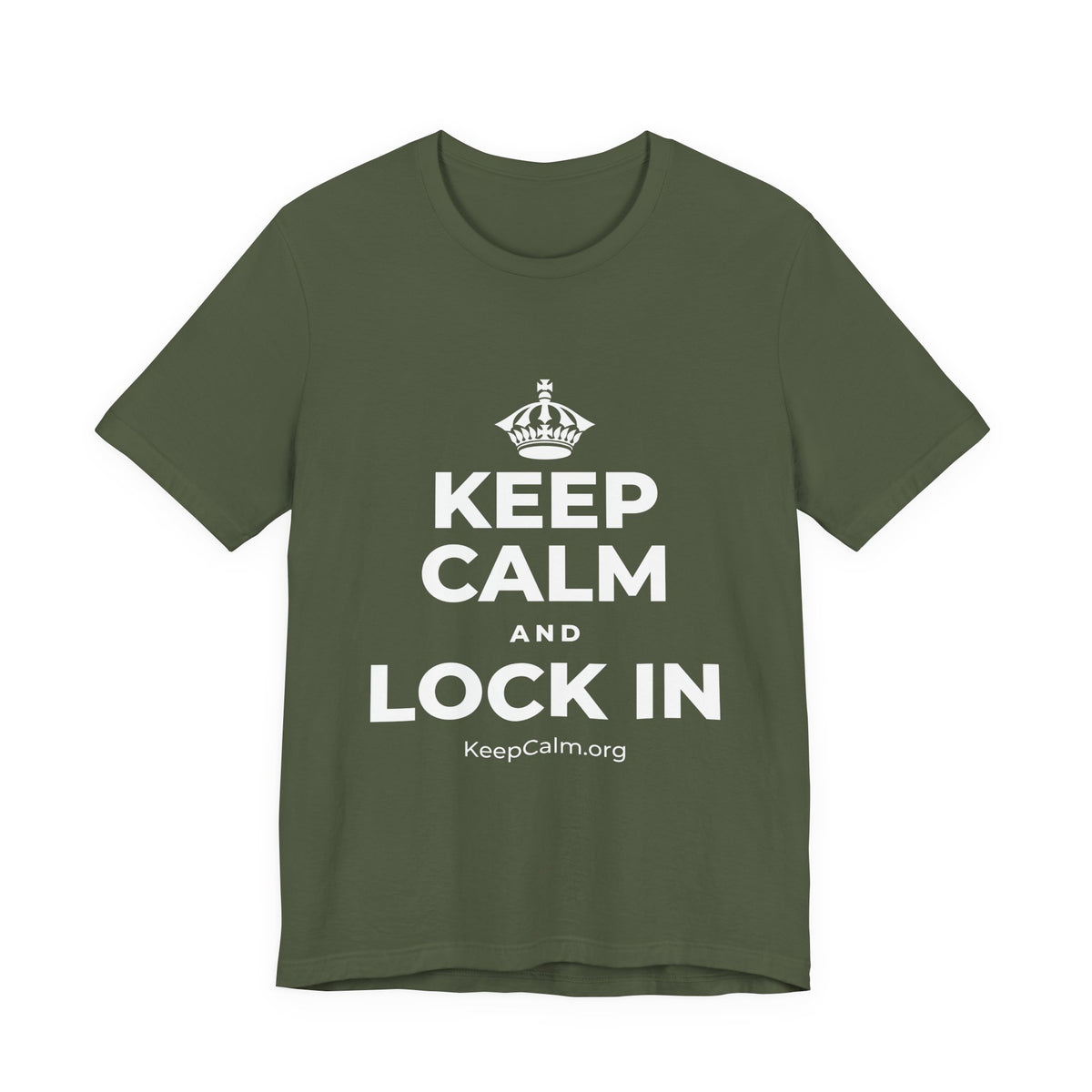 KEEP CALM AND LOCK IN T-Shirt (Military Green–Autumn)