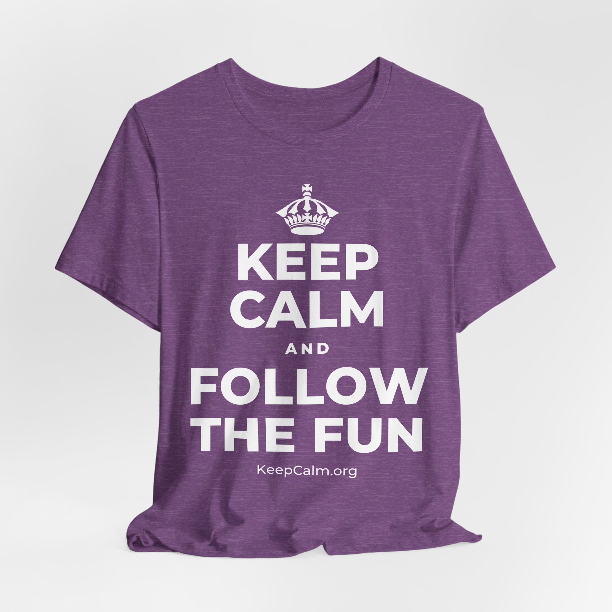 KEEP CALM AND FOLLOW THE FUN T-Shirt (Baby Blue–Silver)