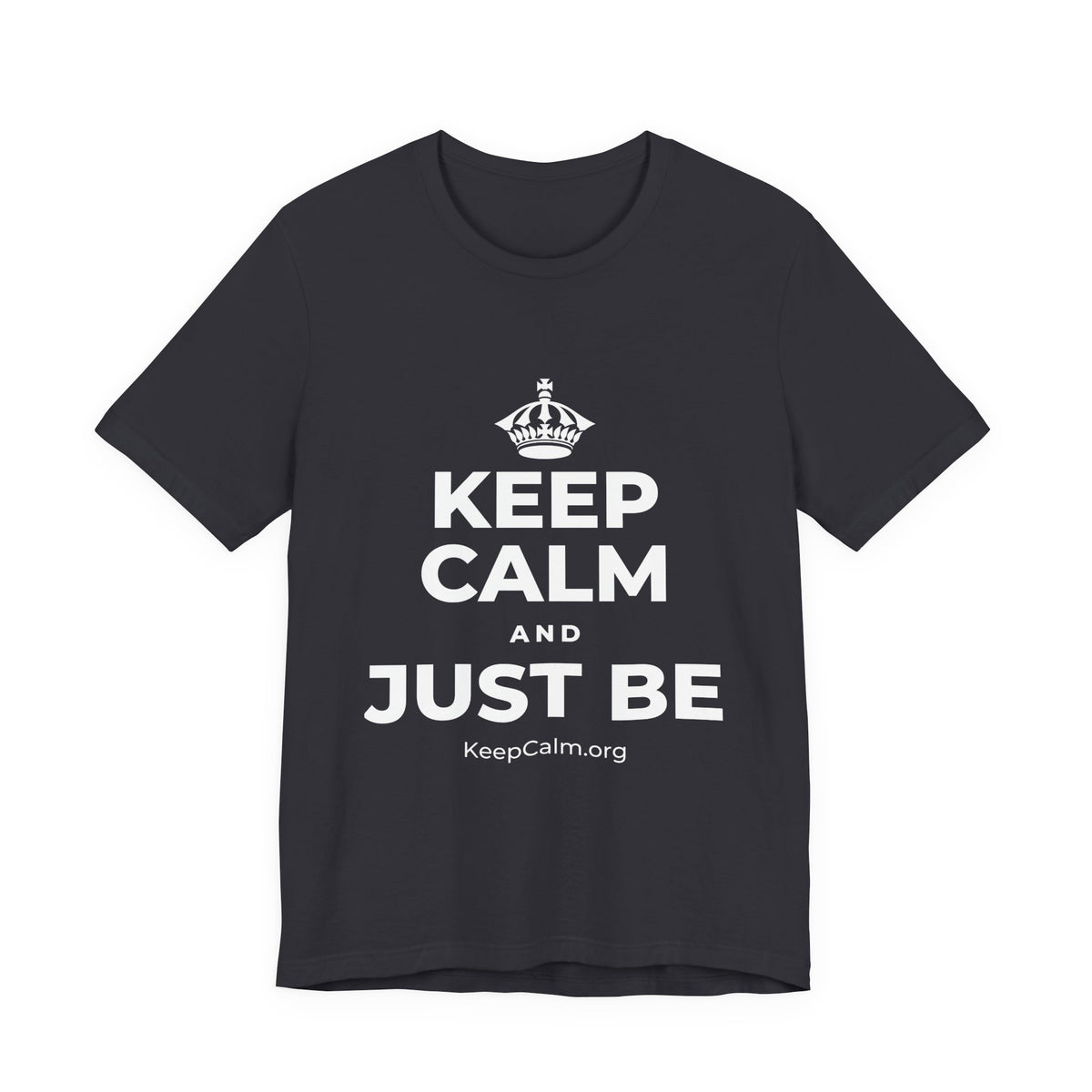 KEEP CALM AND JUST BE T-Shirt (Baby Blue–Silver)