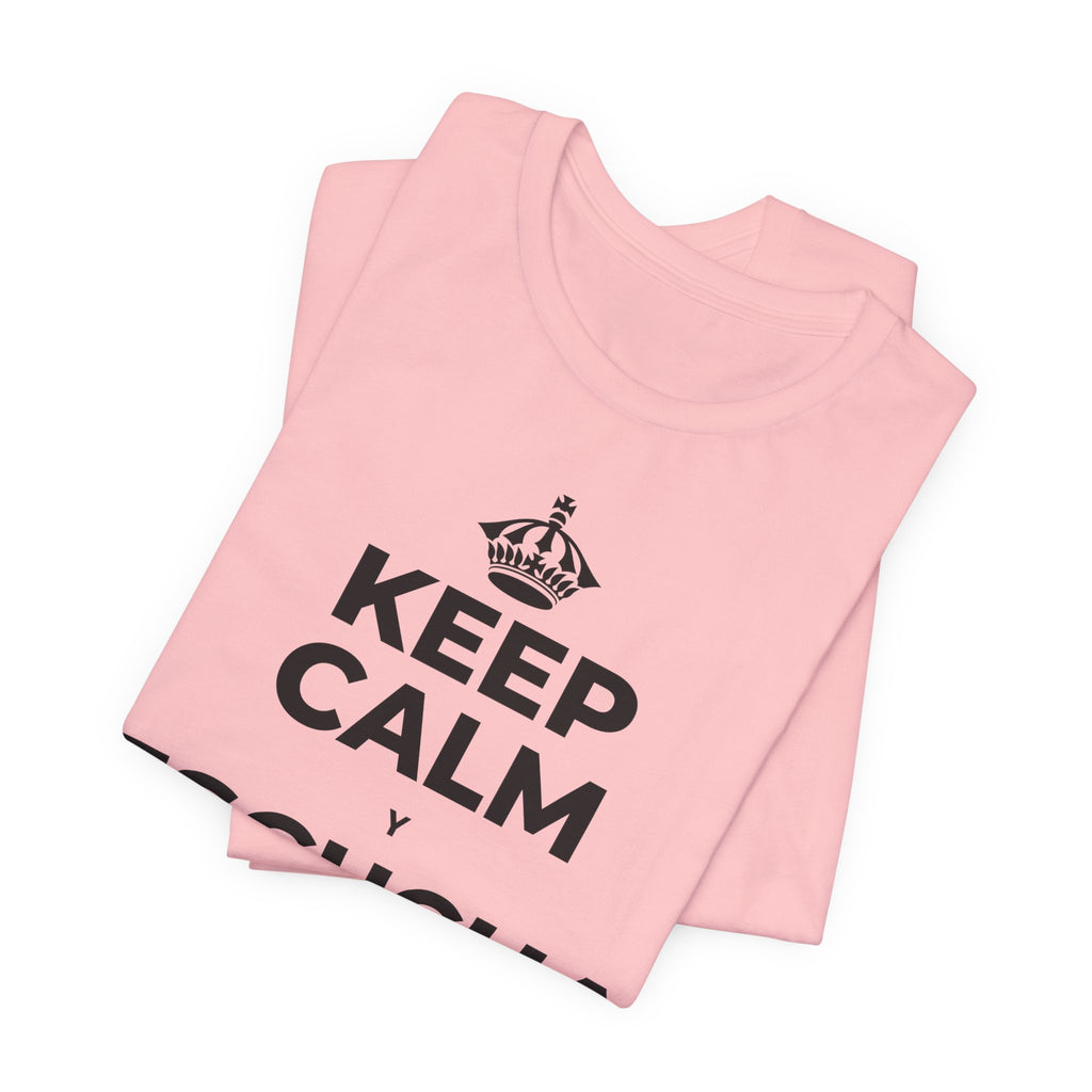 KEEP CALM Y ESCUCHA LA LLUVIA T-Shirt (White–Asphalt)