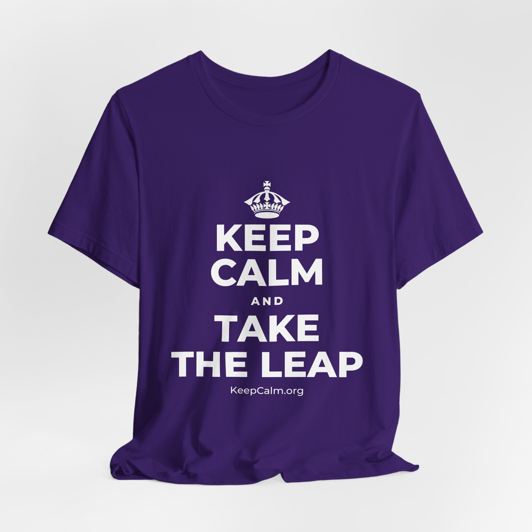 KEEP CALM AND TAKE THE LEAP T-Shirt (Soft Cream–Heather Mauve)
