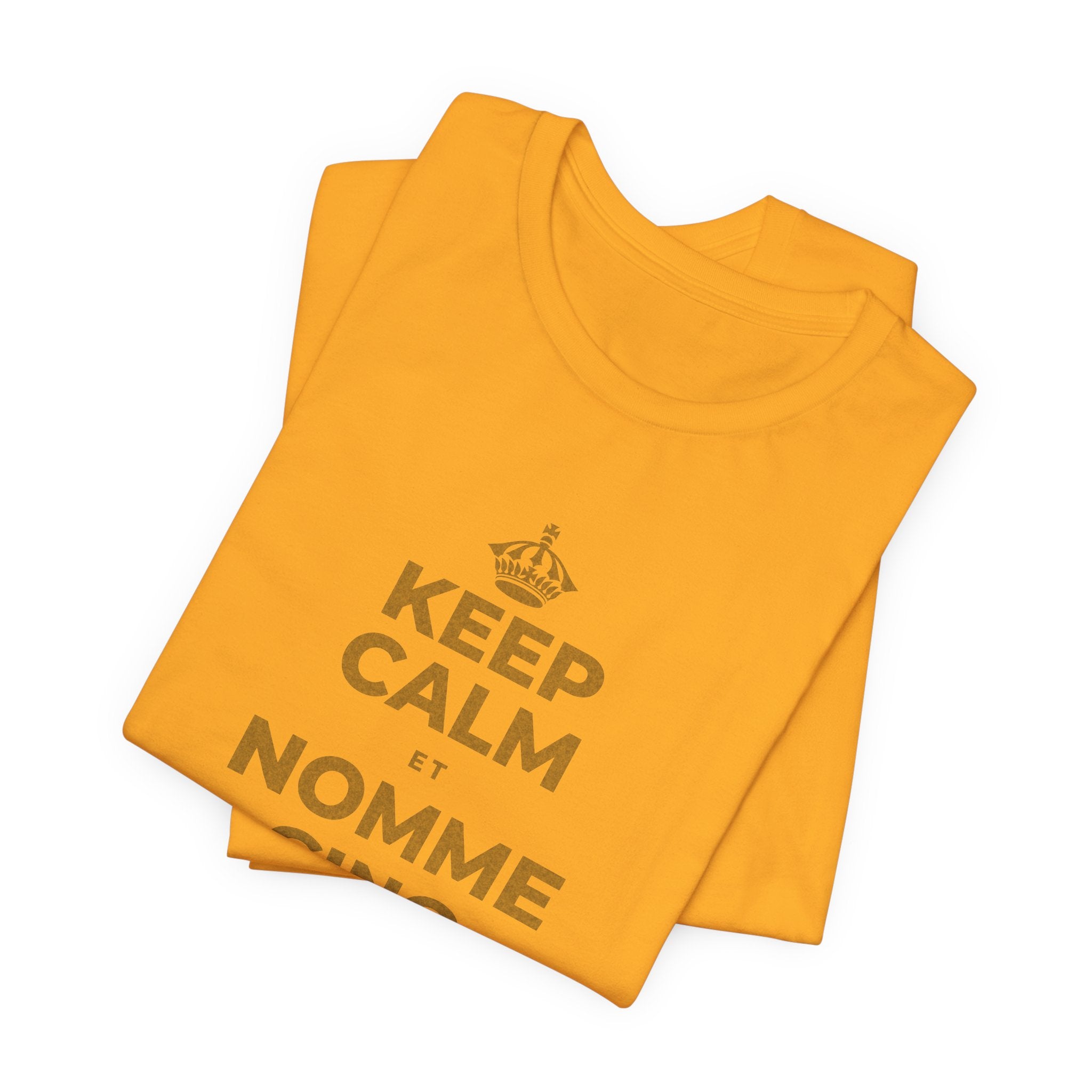KEEP CALM ET NOMME CINQ CHOSES QUE TU VOIS T-Shirt (Baby Blue–Silver)