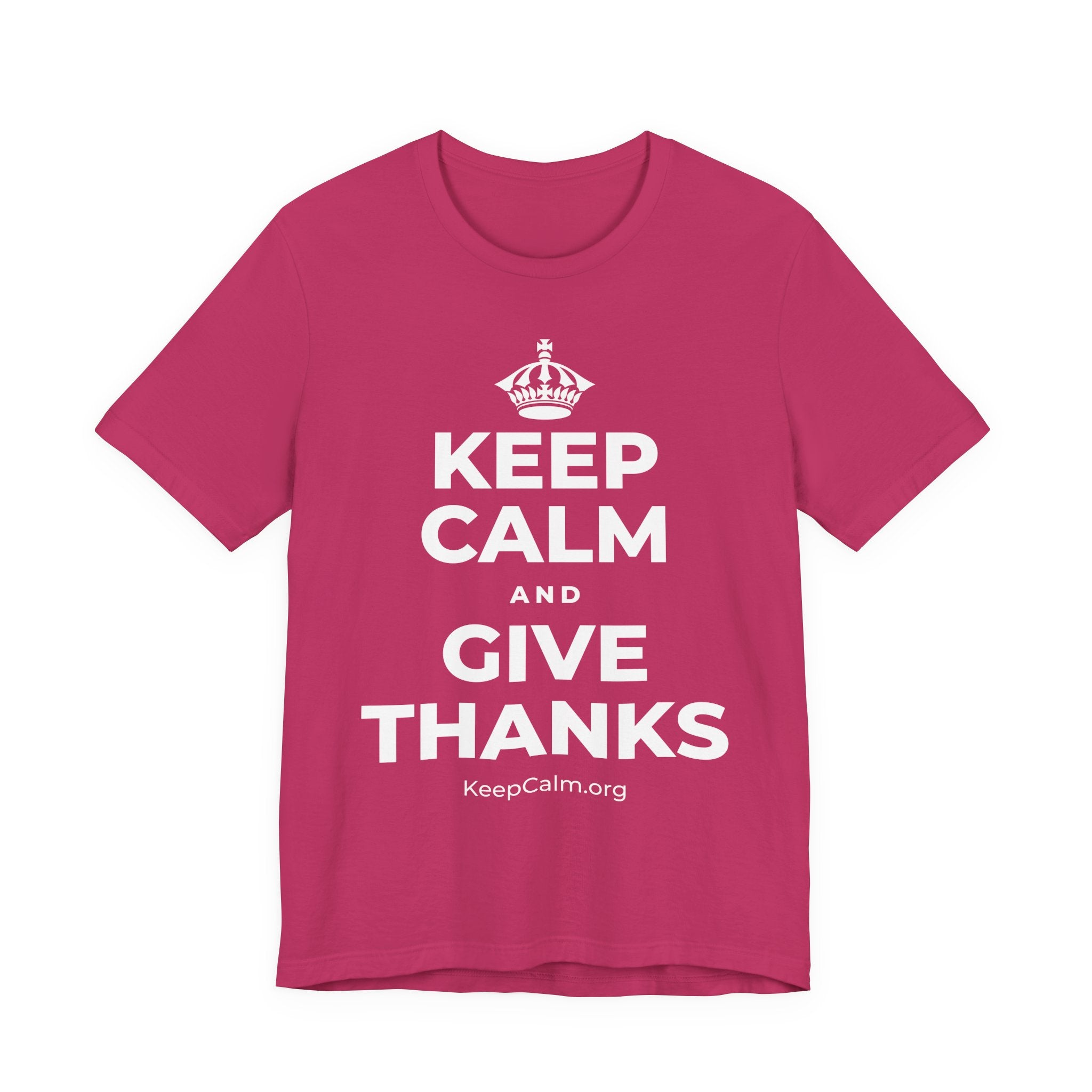 KEEP CALM AND GIVE THANKS T-Shirt (Baby Blue–Silver)