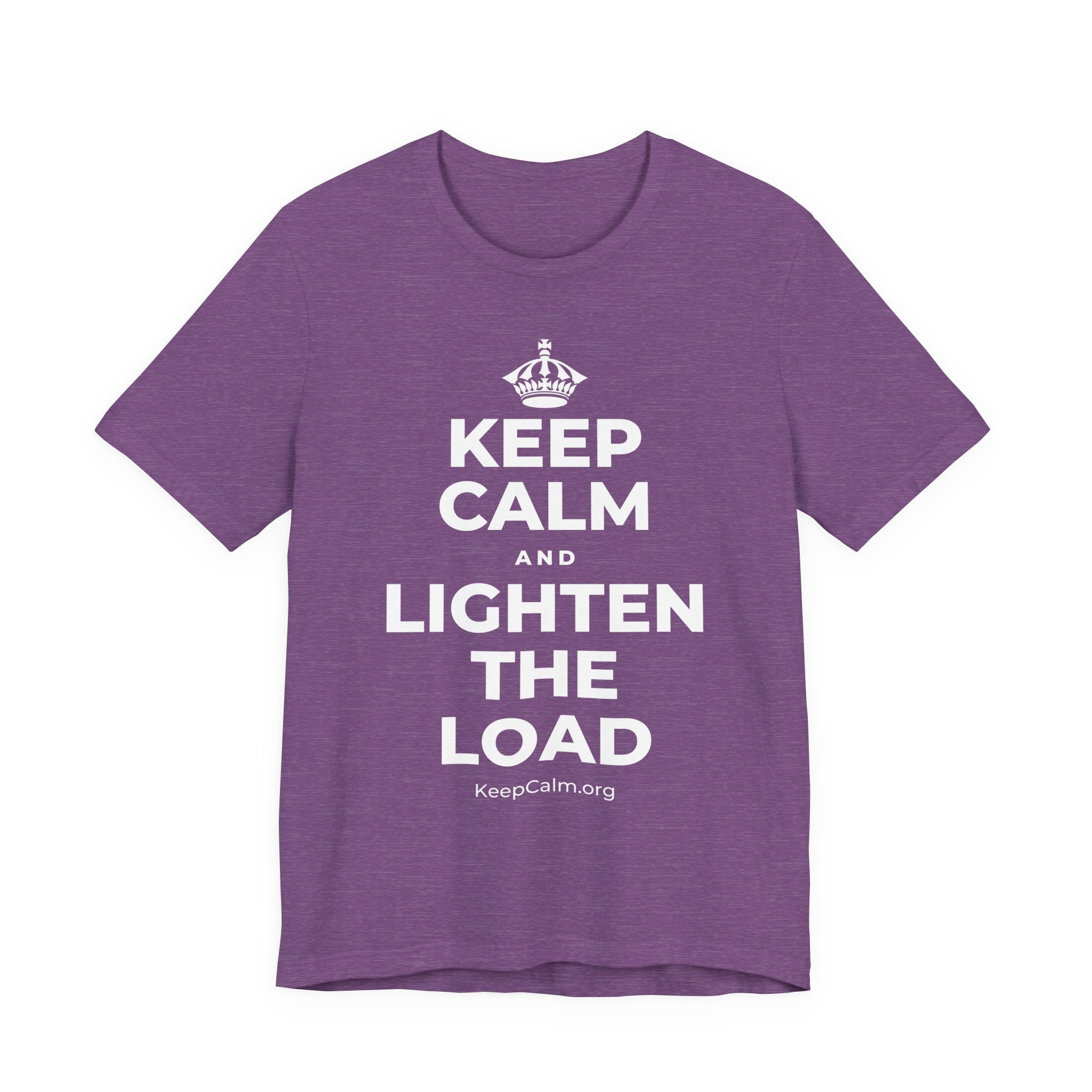 KEEP CALM AND LIGHTEN THE LOAD T-Shirt (Baby Blue–Silver)