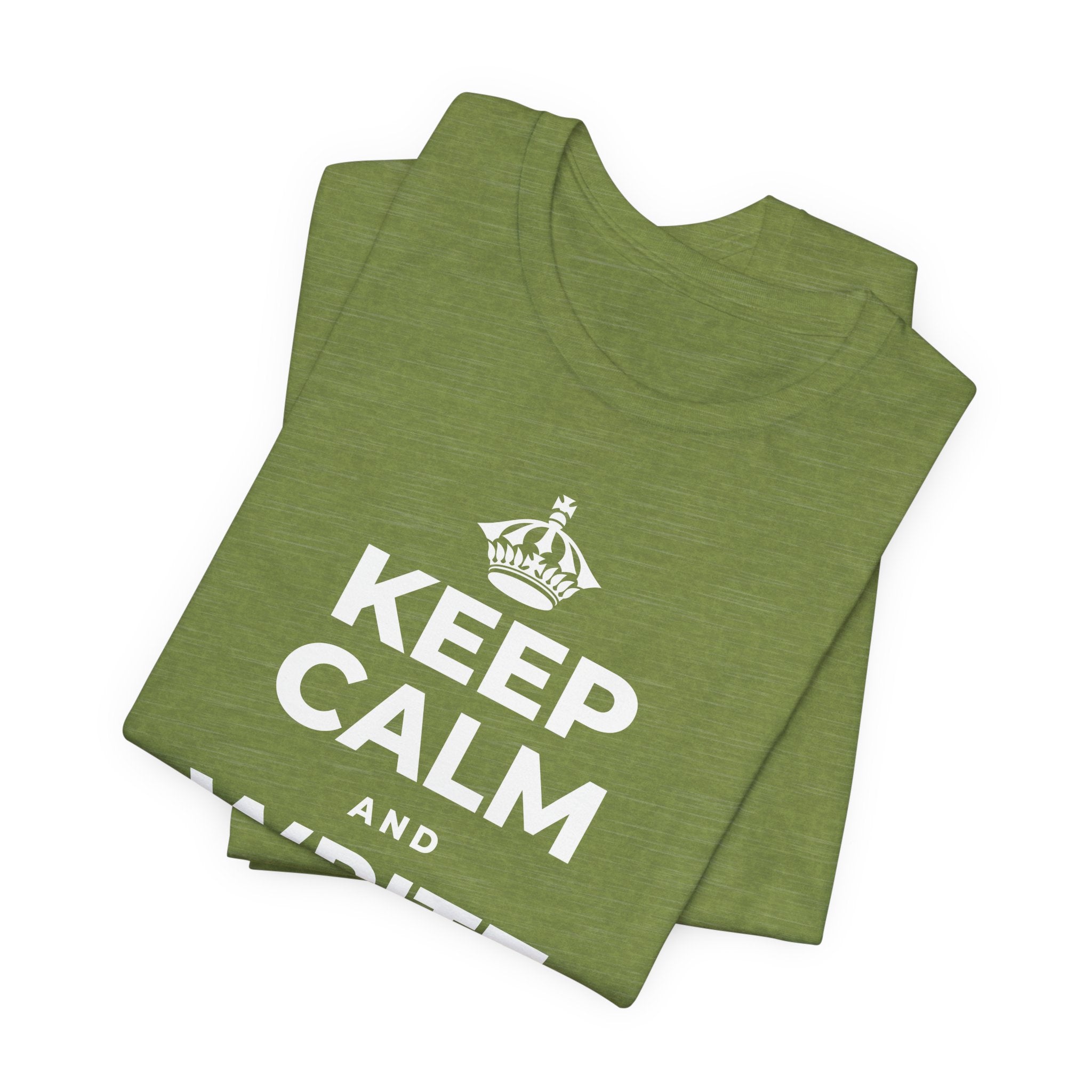 KEEP CALM AND WRITE IT DOWN T-Shirt (Baby Blue–Silver)