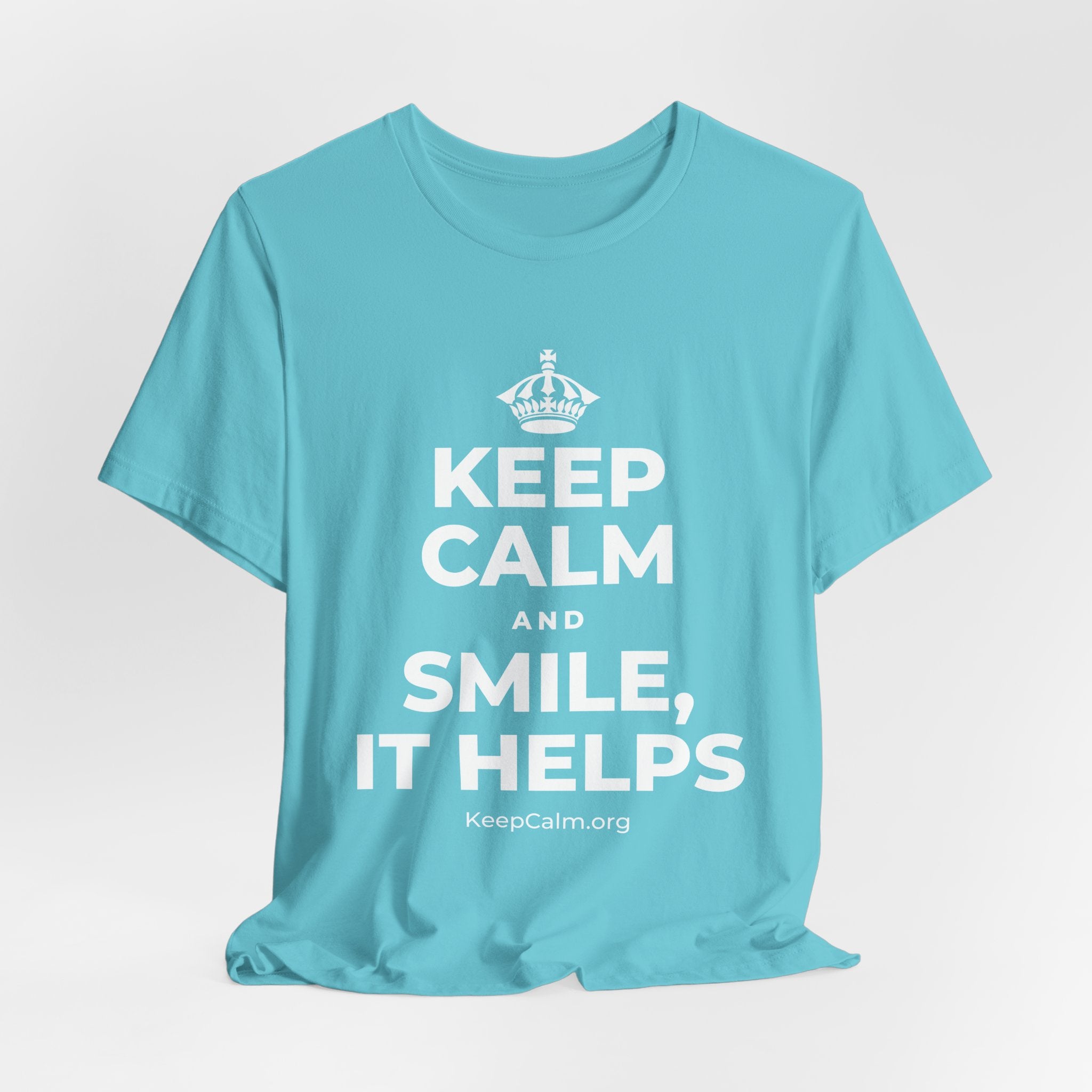 KEEP CALM AND SMILE, IT HELPS T-Shirt (Soft Cream–Heather Mauve)
