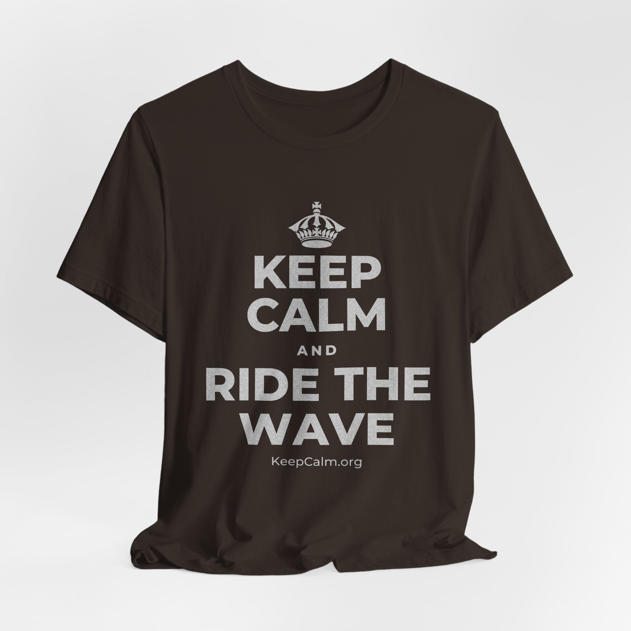 KEEP CALM AND RIDE THE WAVE T-Shirt (Soft Cream–Heather Mauve)