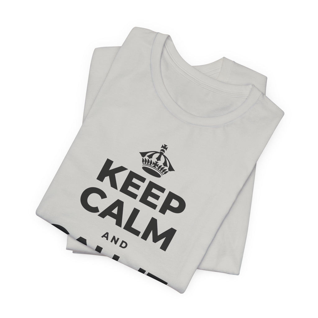 KEEP CALM AND CALL IT A DAY, KINDLY T-Shirt (Baby Blue–Silver)