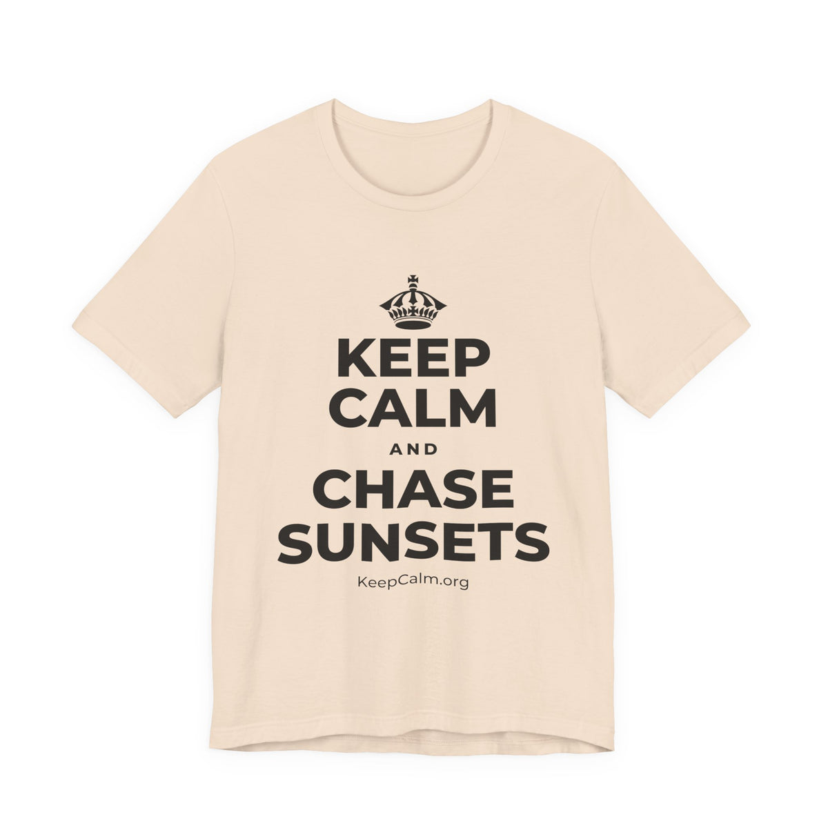 KEEP CALM AND CHASE SUNSETS T-Shirt (Soft Cream–Heather Mauve)