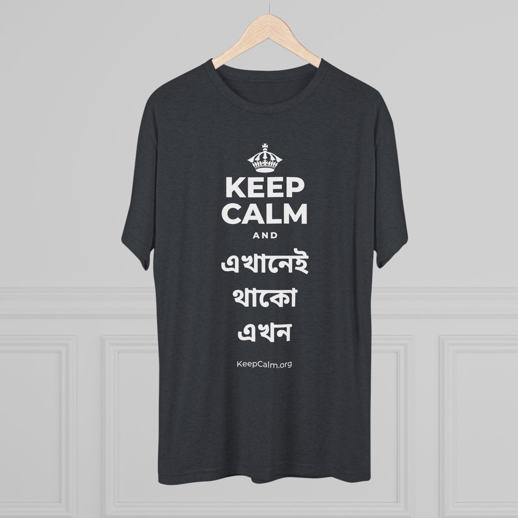 KEEP CALM AND এখানেই থাকো এখন Tri-Blend Tee