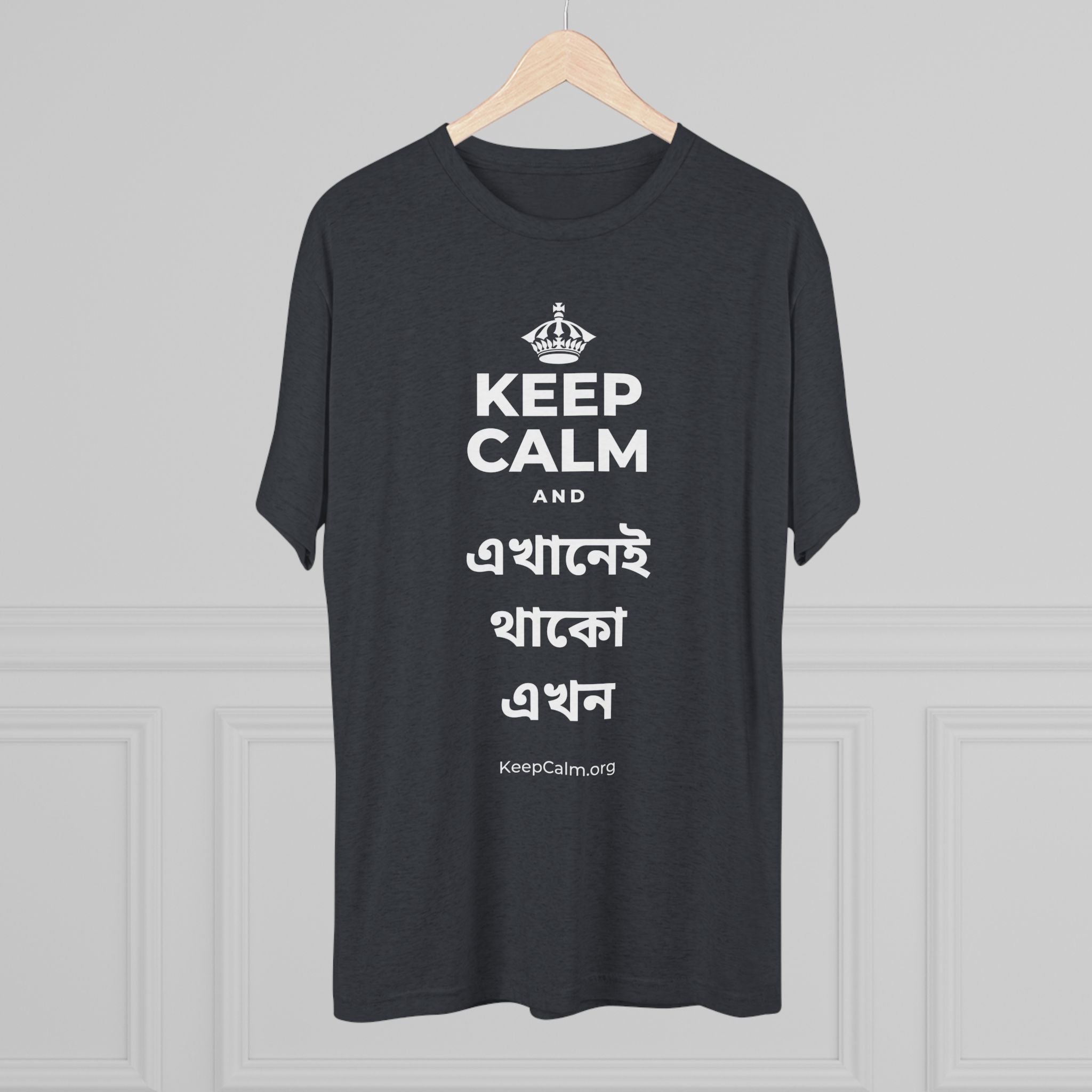 KEEP CALM AND এখানেই থাকো এখন Tri-Blend Tee