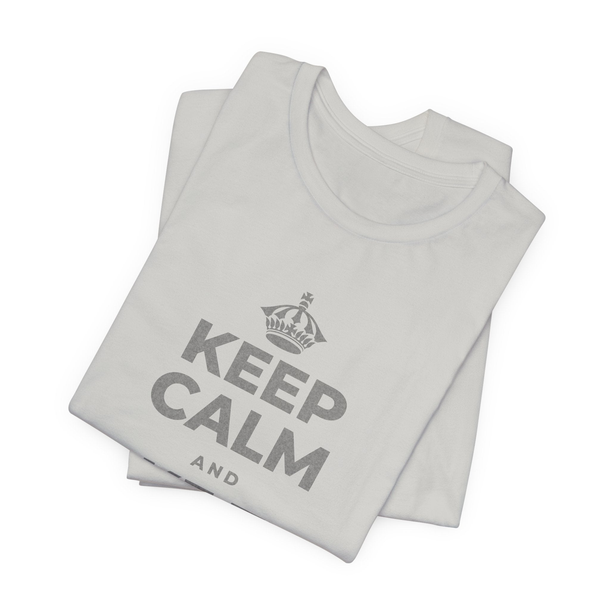 KEEP CALM AND TAKE THE HOUR T-Shirt (Baby Blue–Silver)