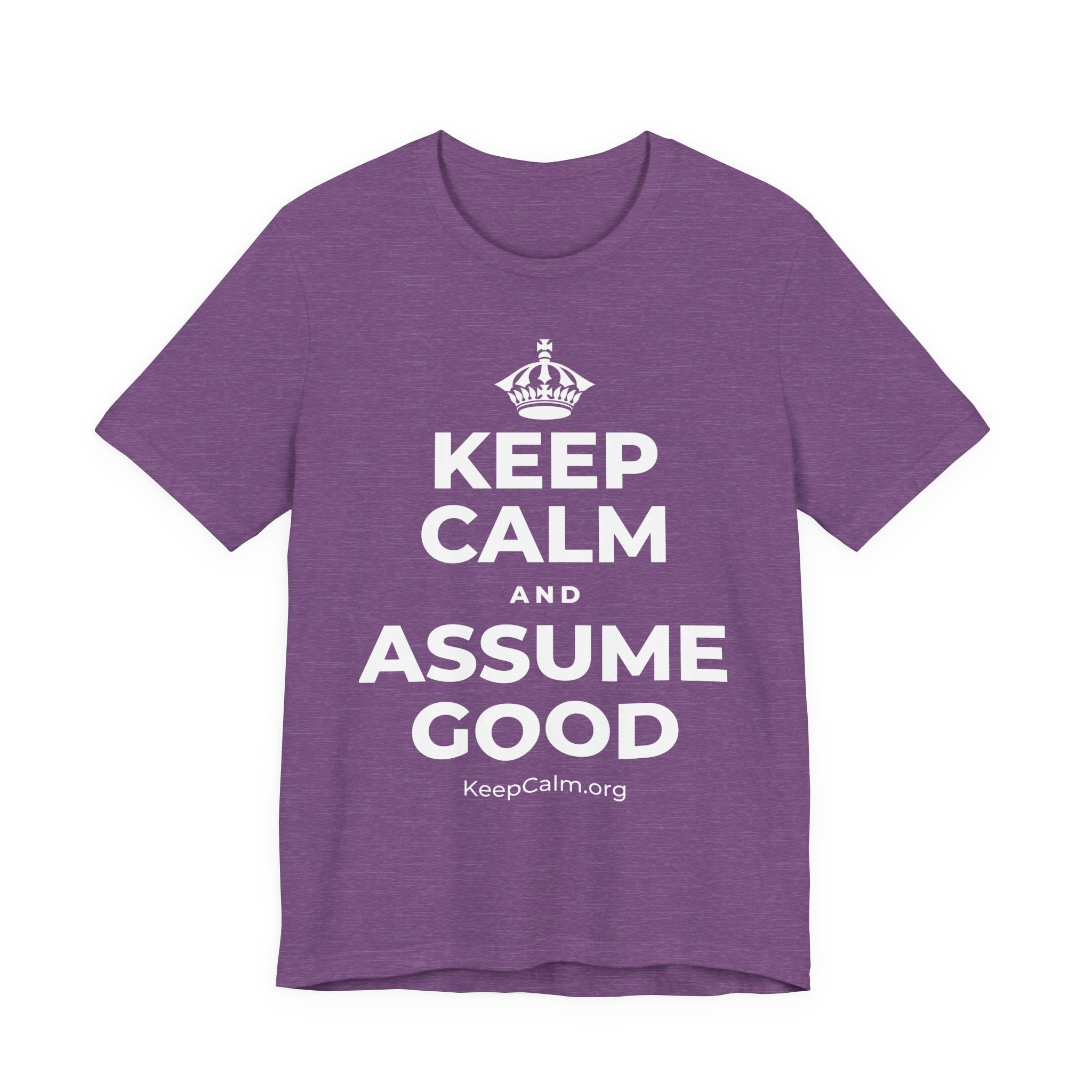 KEEP CALM AND ASSUME GOOD T-Shirt (Baby Blue–Silver)
