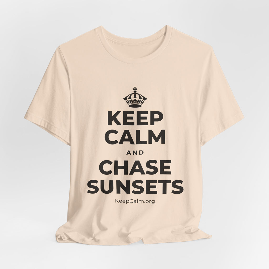 KEEP CALM AND CHASE SUNSETS T-Shirt (Soft Cream–Heather Mauve)