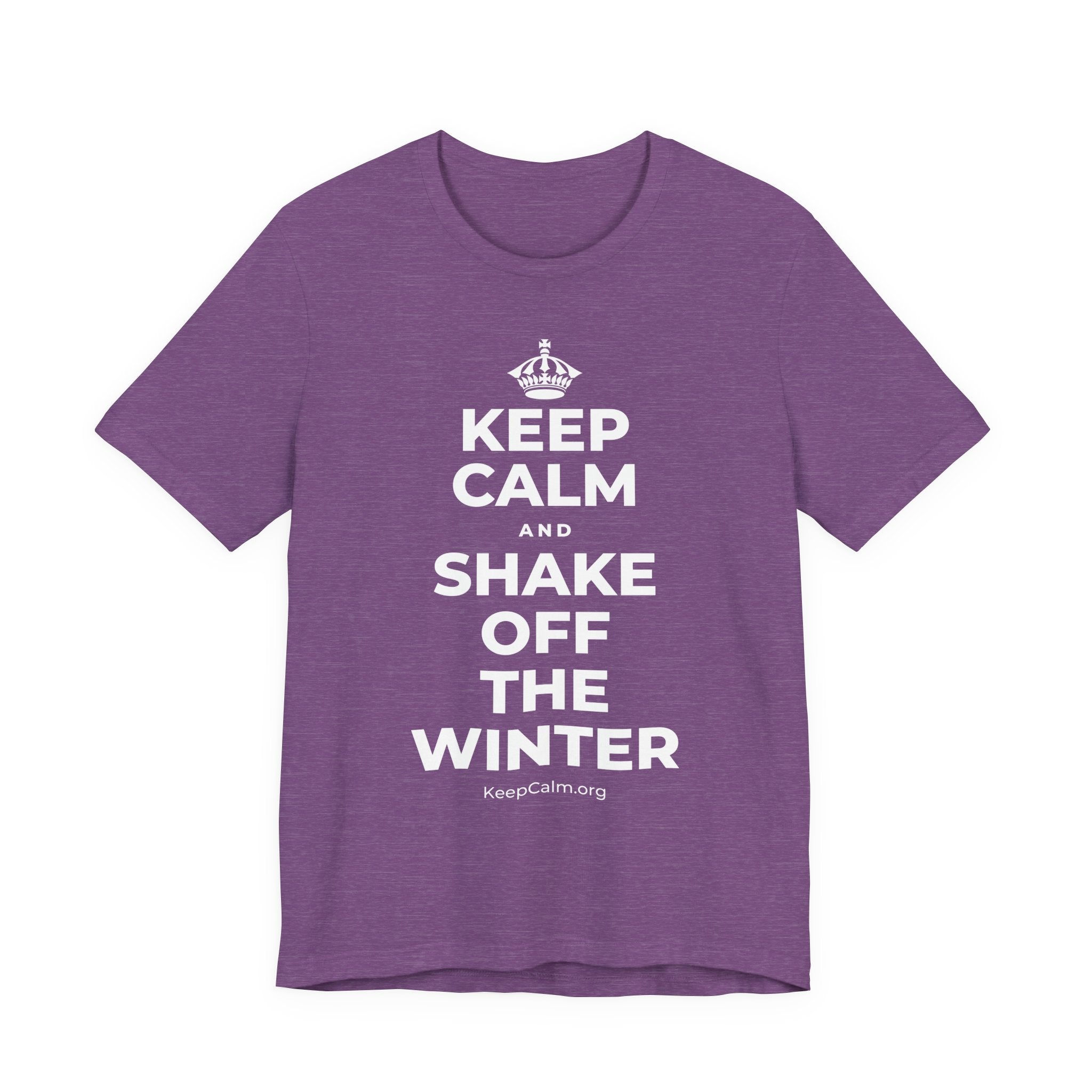 KEEP CALM AND SHAKE OFF THE WINTER T-Shirt (Baby Blue–Silver)