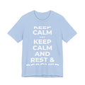 KEEP CALM AND REST & RECOVER T-Shirt (Baby Blue–Silver)
