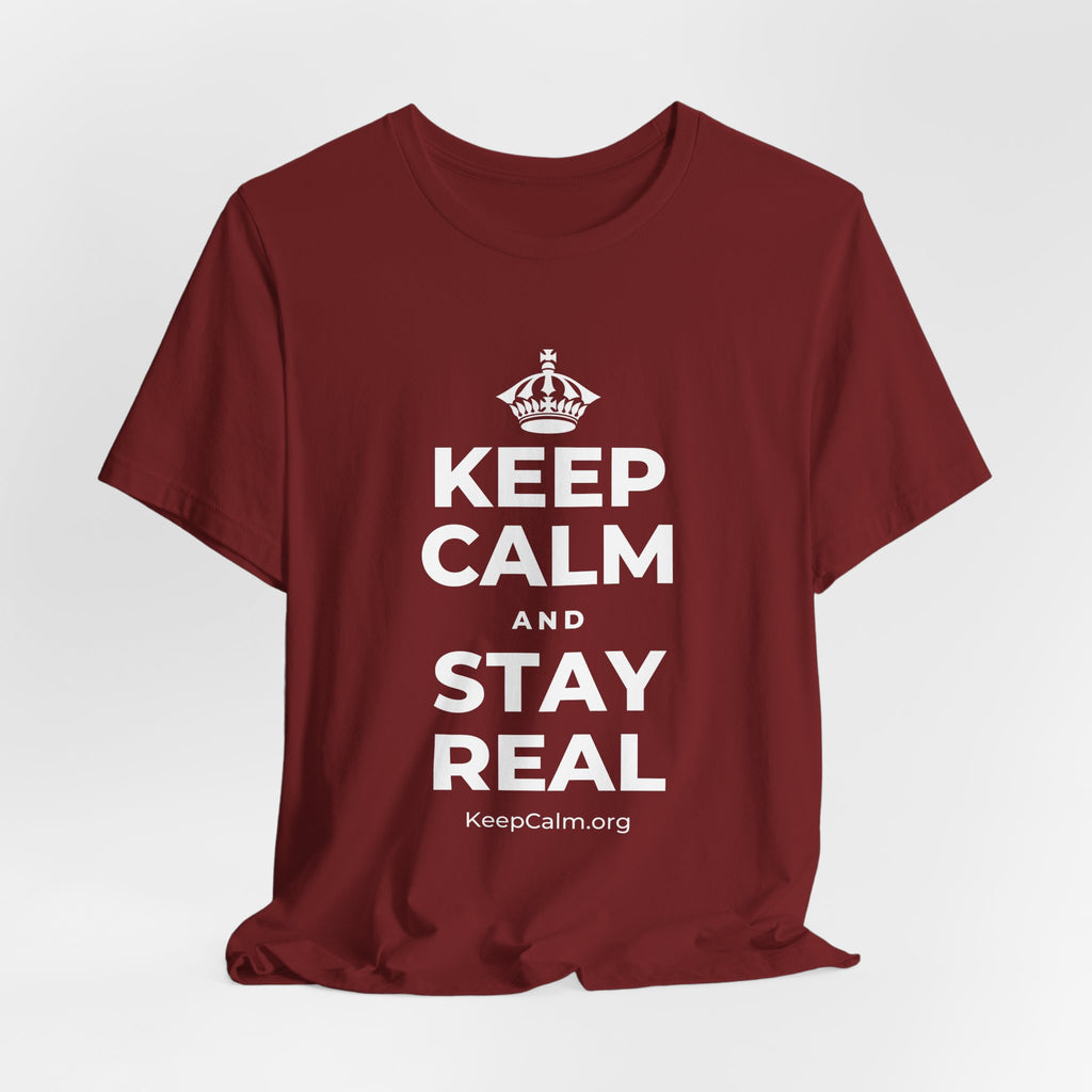KEEP CALM AND STAY REAL T-Shirt (Baby Blue–Silver)