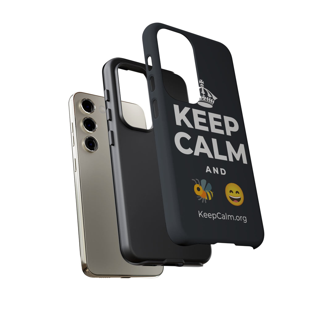 KEEP CALM AND 🐝 😄 Phone Case (Dark)