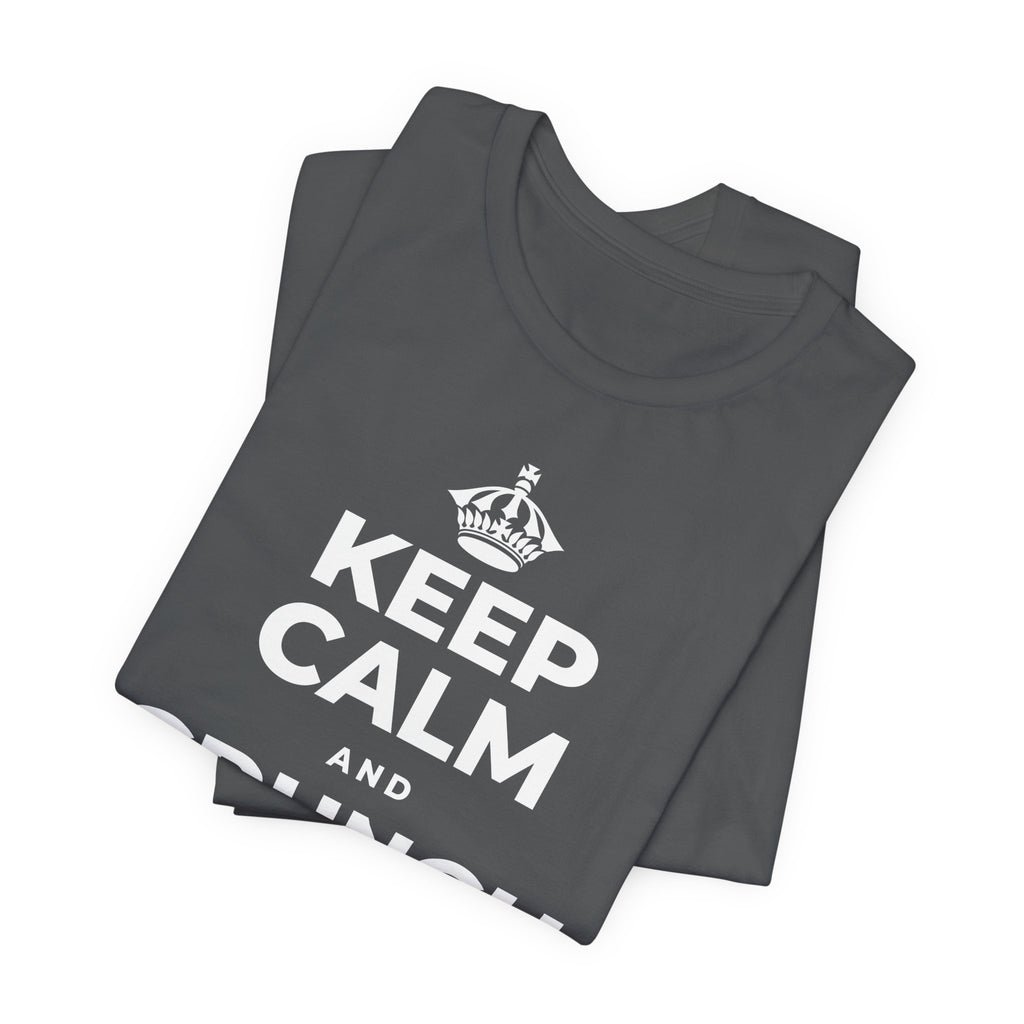 KEEP CALM AND CRUNCH THE LEAVES T-Shirt (White–Asphalt)