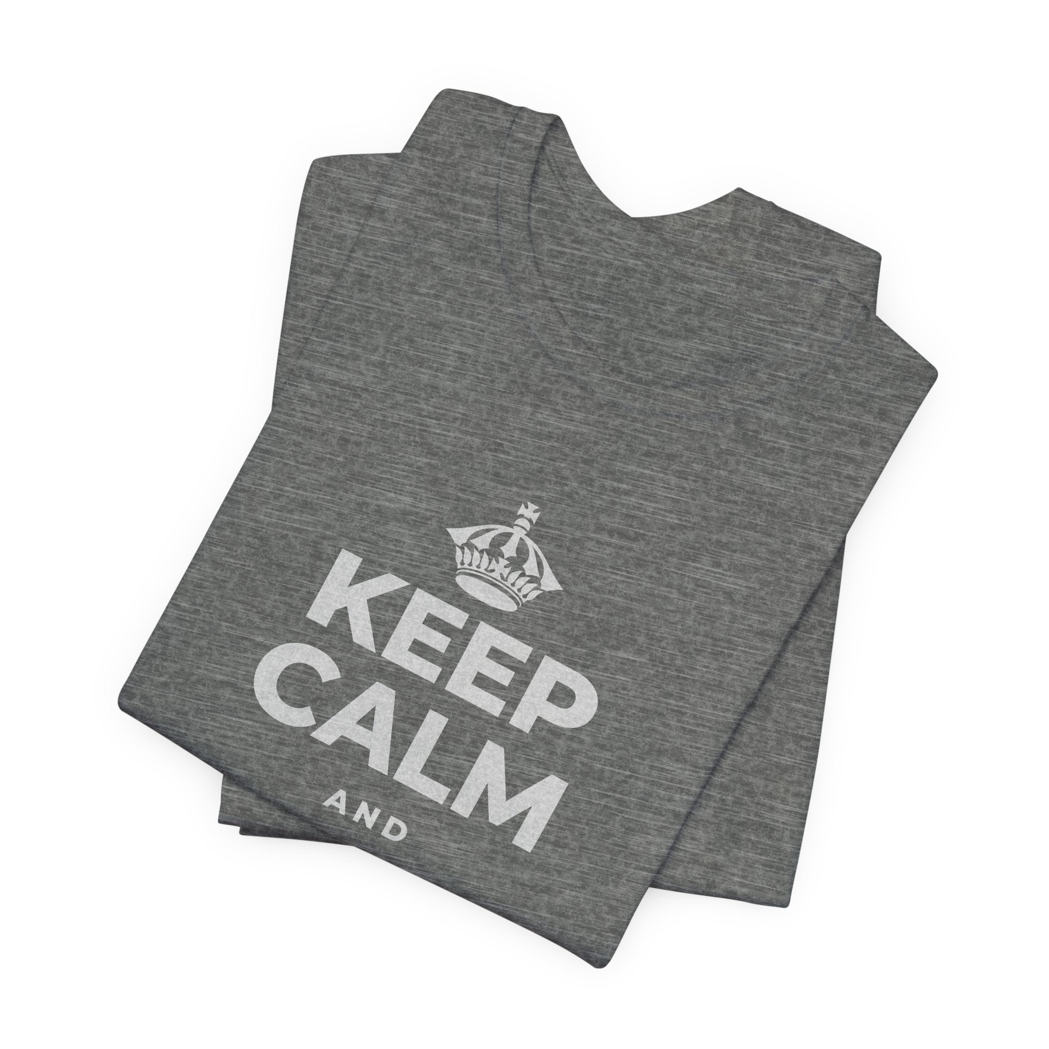 KEEP CALM AND MAKE THE CALL T-Shirt (Baby Blue–Silver)