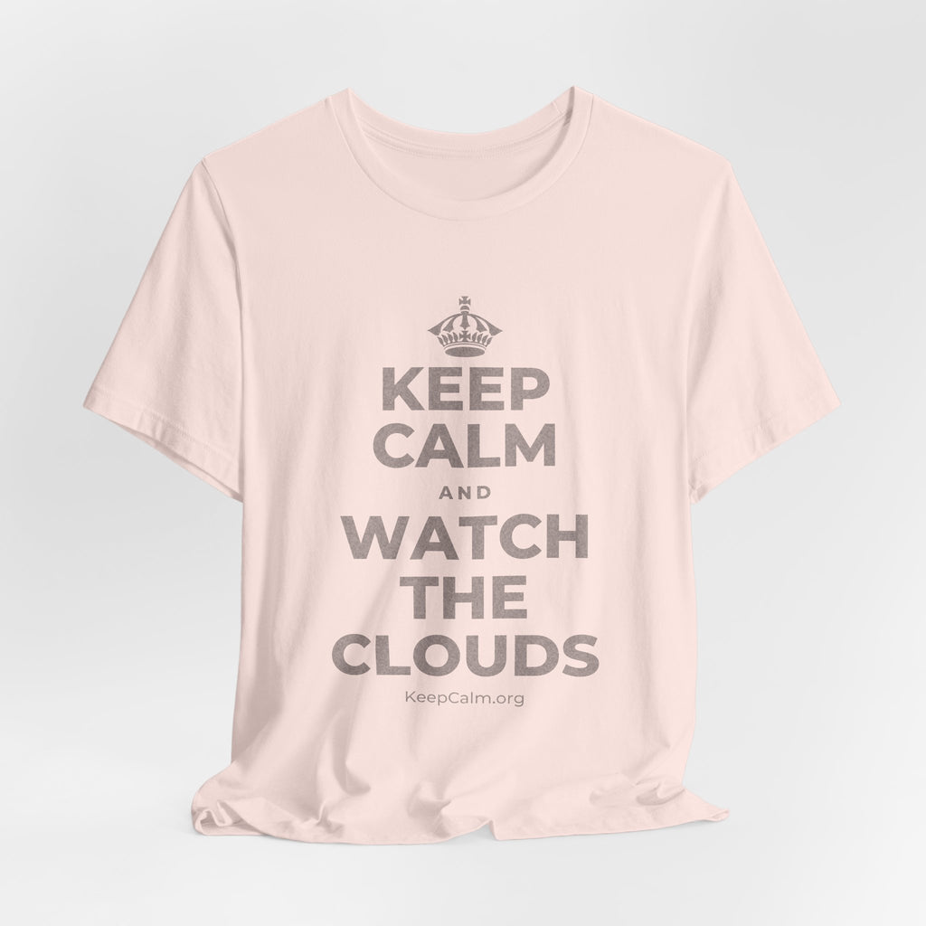 KEEP CALM AND WATCH THE CLOUDS T-Shirt (Soft Cream–Heather Mauve)