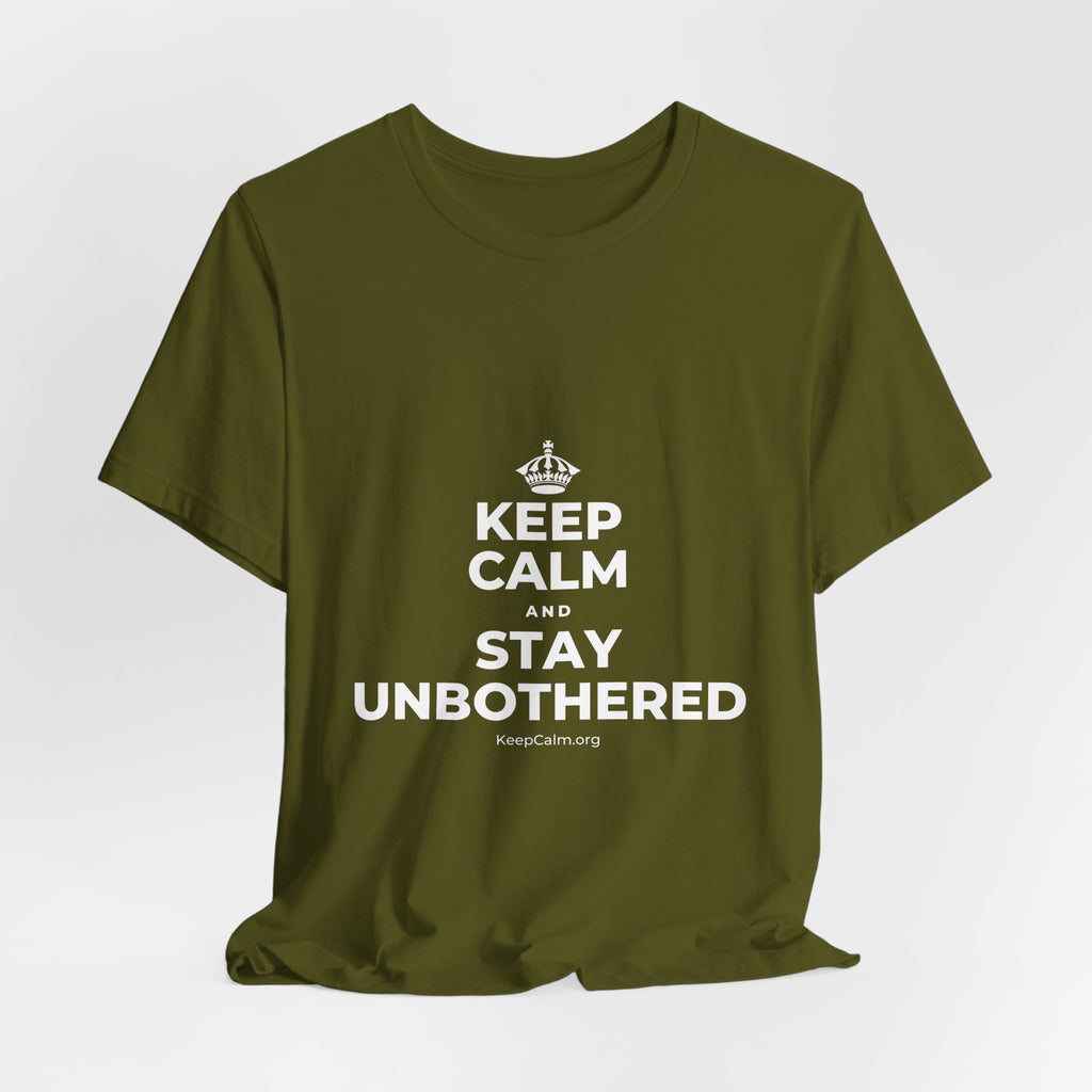 KEEP CALM AND STAY UNBOTHERED T-Shirt (Baby Blue–Silver)
