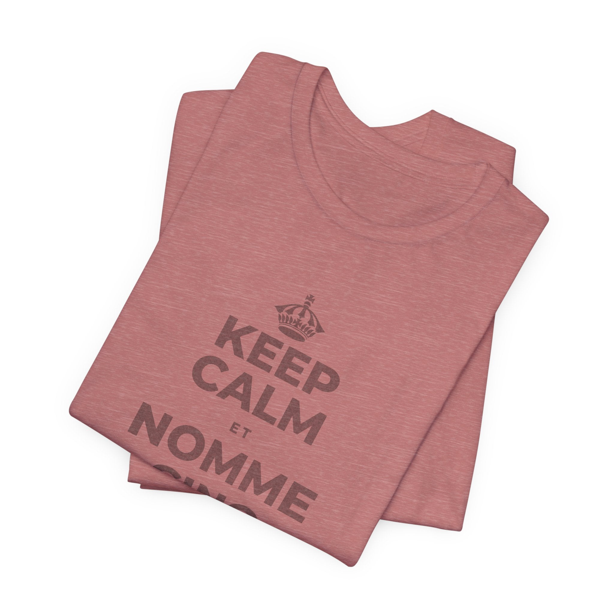 KEEP CALM ET NOMME CINQ CHOSES QUE TU VOIS T-Shirt (Soft Cream–Heather Mauve)