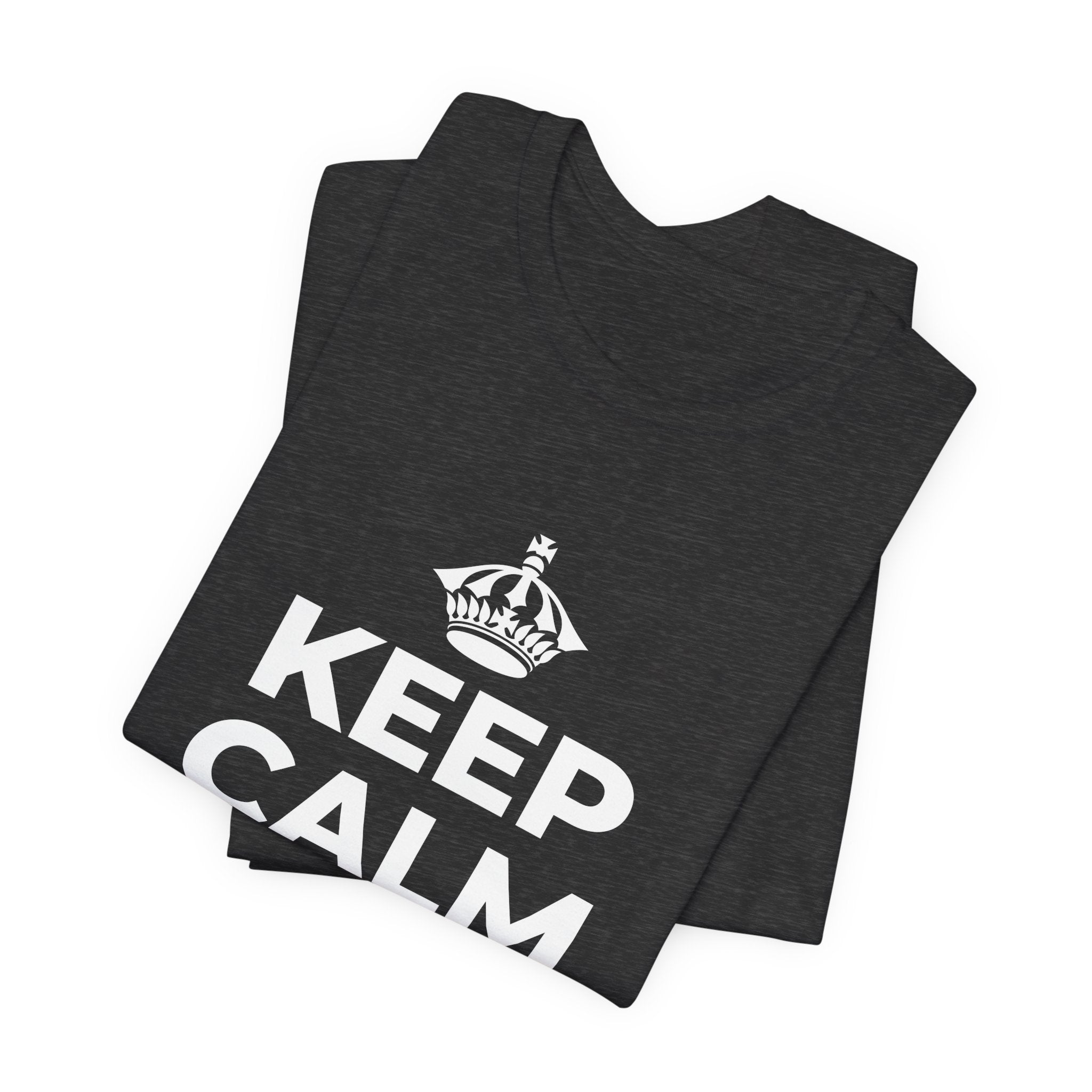 KEEP CALM AND OWN IT T-Shirt (White–Asphalt)
