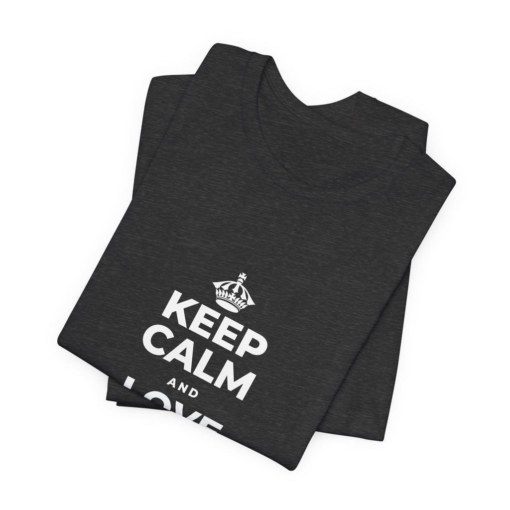 KEEP CALM AND LOVE WITHOUT POSSESSION T-Shirt (White–Asphalt)