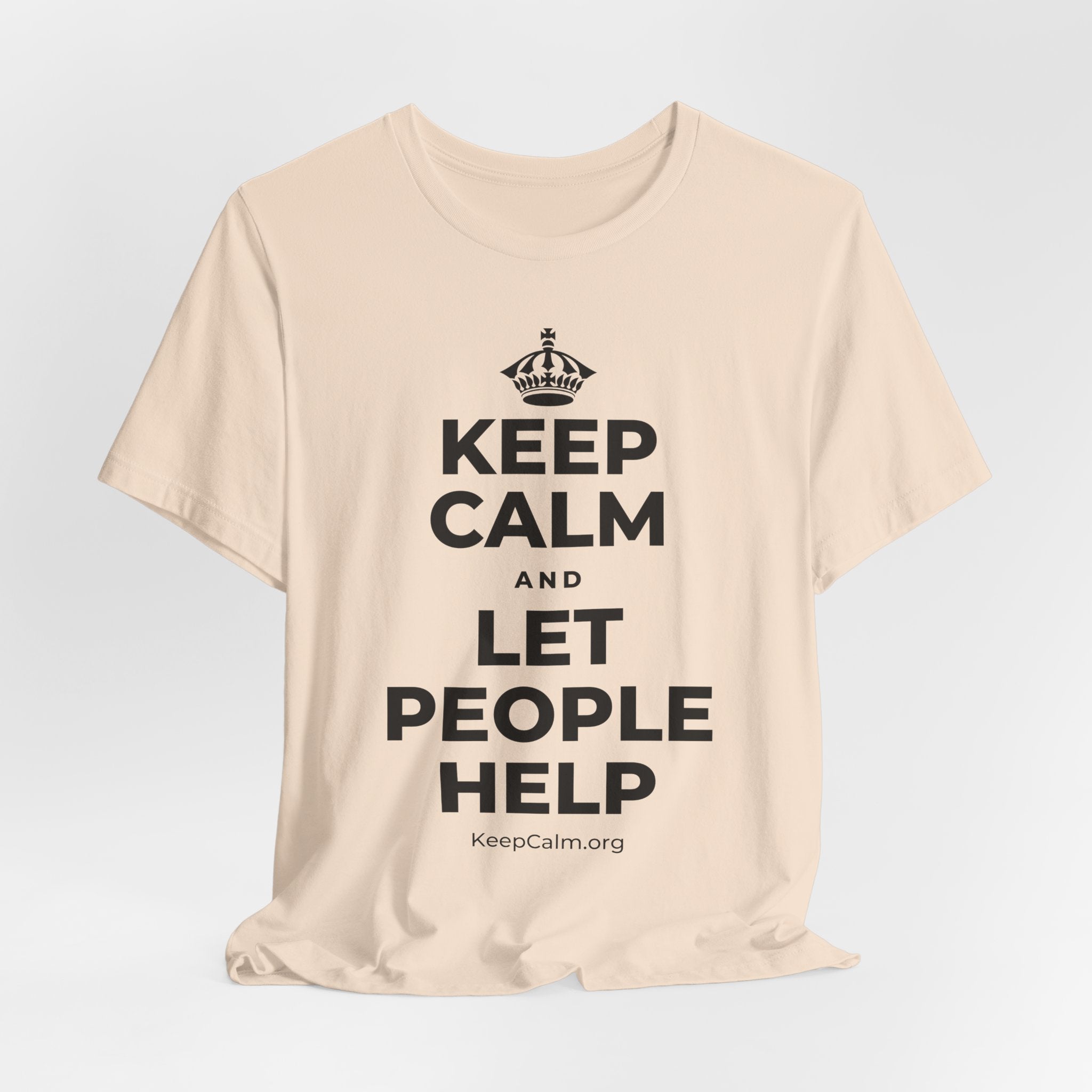 KEEP CALM AND LET PEOPLE HELP T-Shirt (Soft Cream–Heather Mauve)