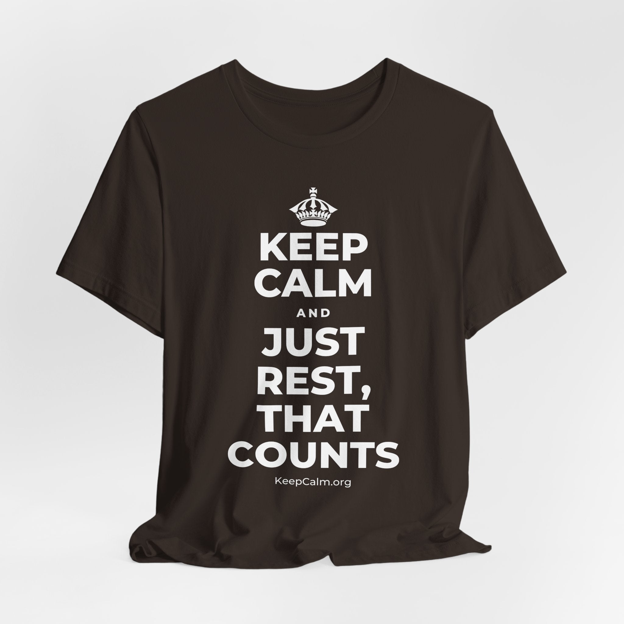 KEEP CALM AND JUST REST, THAT COUNTS T-Shirt (Soft Cream–Heather Mauve)