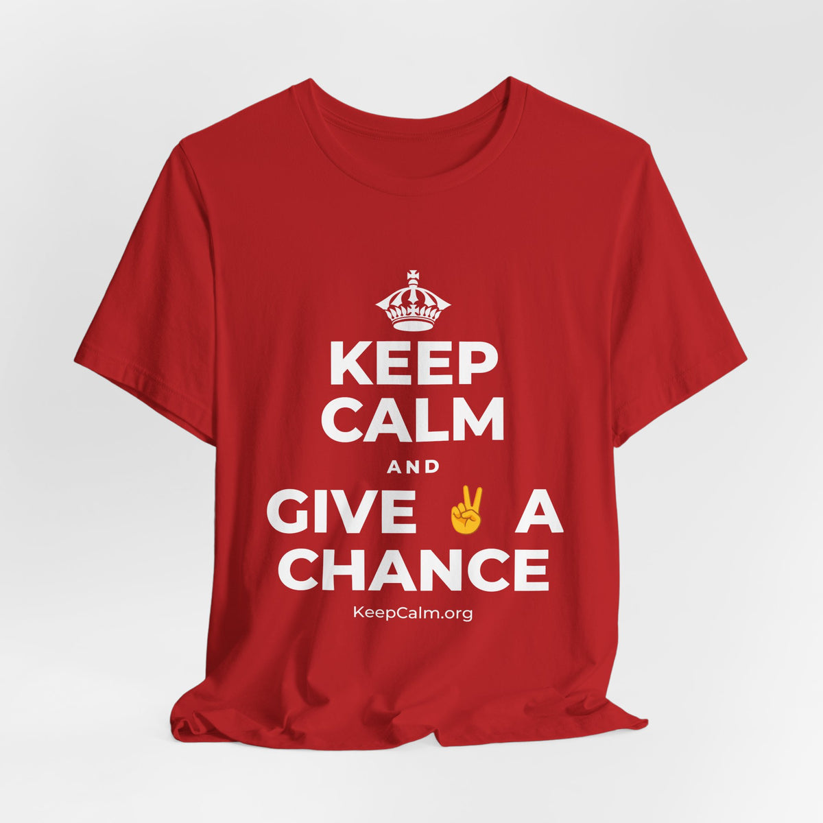 KEEP CALM AND GIVE ✌️ A CHANCE T-Shirt (White–Asphalt)