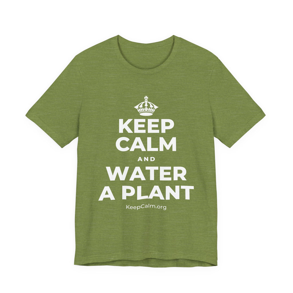 KEEP CALM AND WATER A PLANT T-Shirt (Baby Blue–Silver)