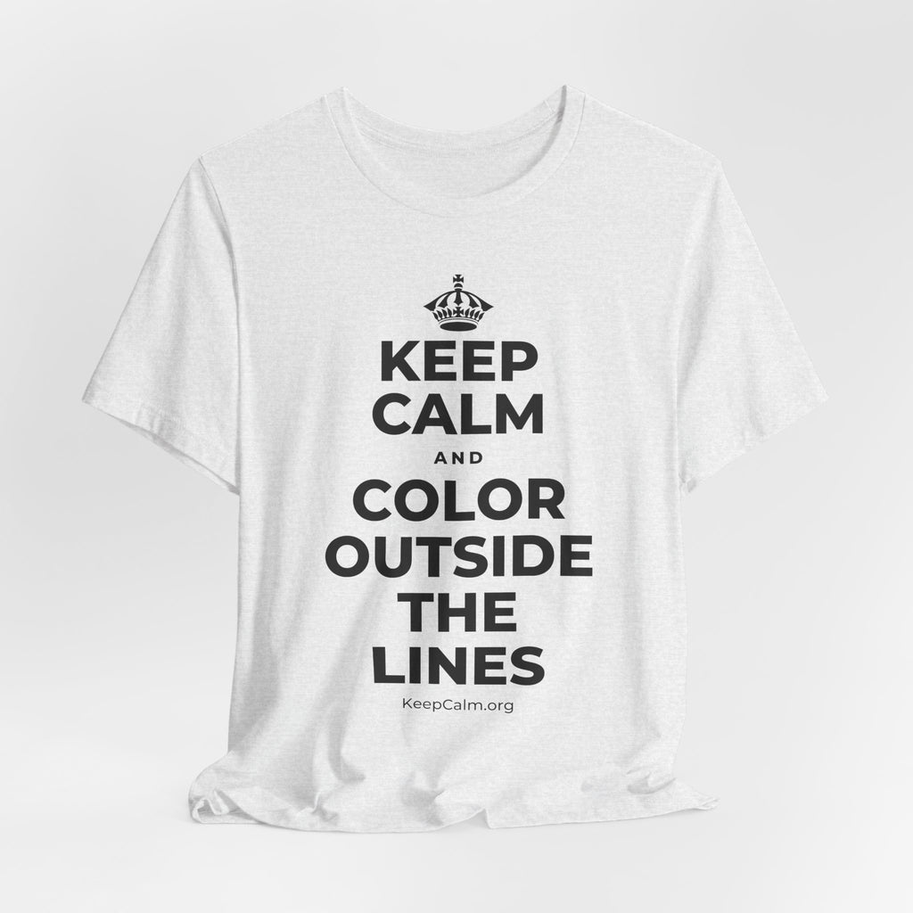 KEEP CALM AND COLOR OUTSIDE THE LINES T-Shirt (Soft Cream–Heather Mauve)