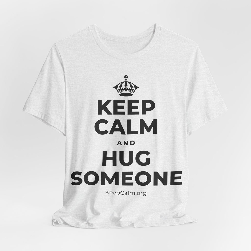 KEEP CALM AND HUG SOMEONE T-Shirt (Soft Cream–Heather Mauve)