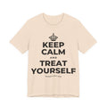 KEEP CALM AND TREAT YOURSELF T-Shirt (Soft Cream–Heather Mauve)