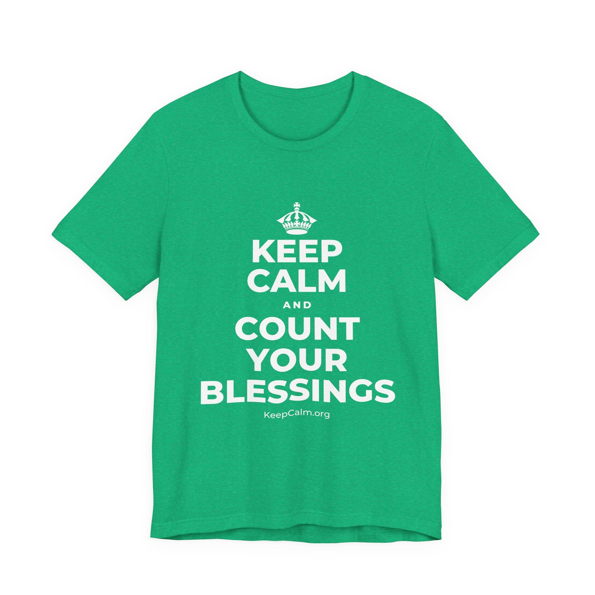 KEEP CALM AND COUNT YOUR BLESSINGS T-Shirt (Baby Blue–Silver)