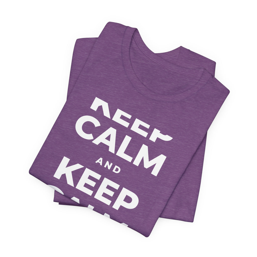 KEEP CALM AND BREATHE SLOWLY T-Shirt (Baby Blue–Silver)