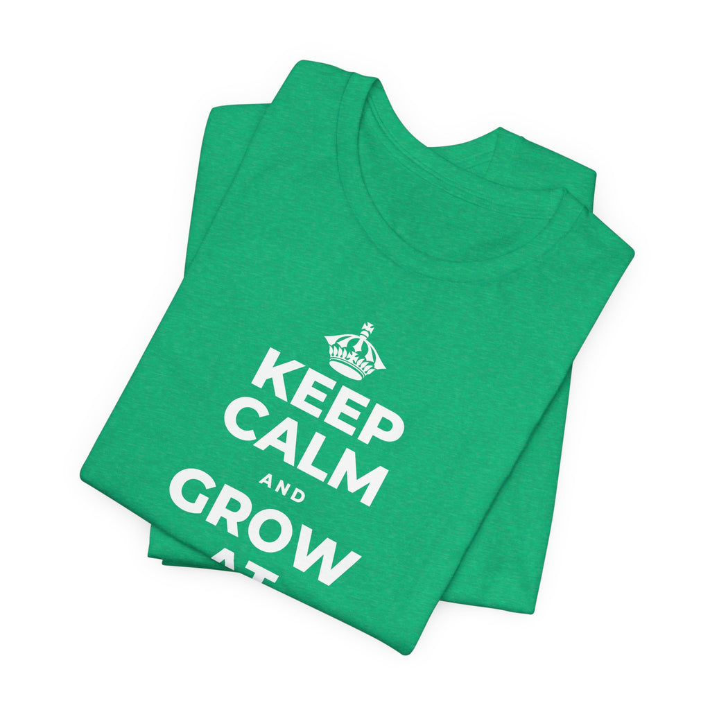 KEEP CALM AND GROW AT YOUR OWN PACE T-Shirt (Baby Blue–Silver)