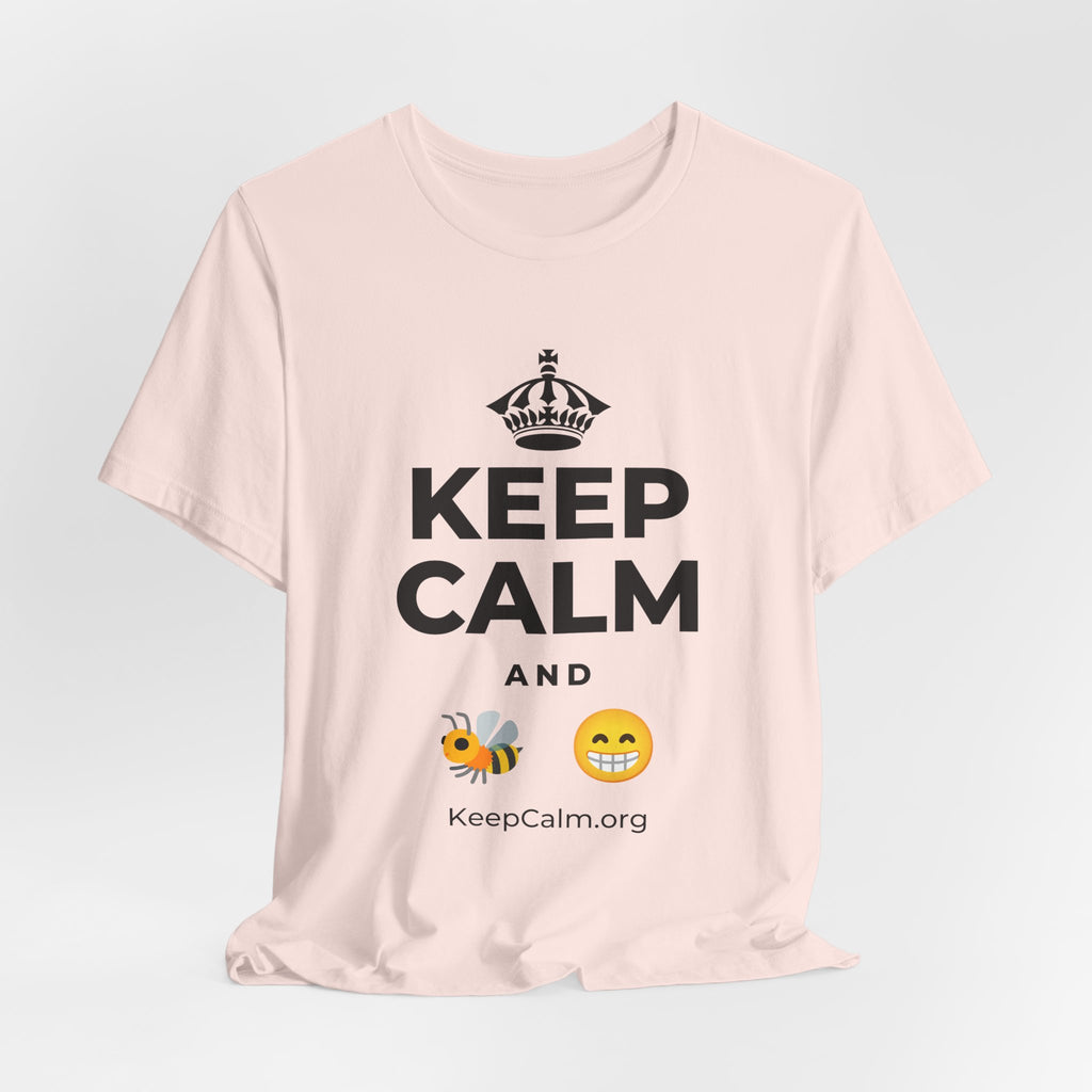 KEEP CALM AND BEE HAPPY T-Shirt (Soft Cream–Heather Mauve)