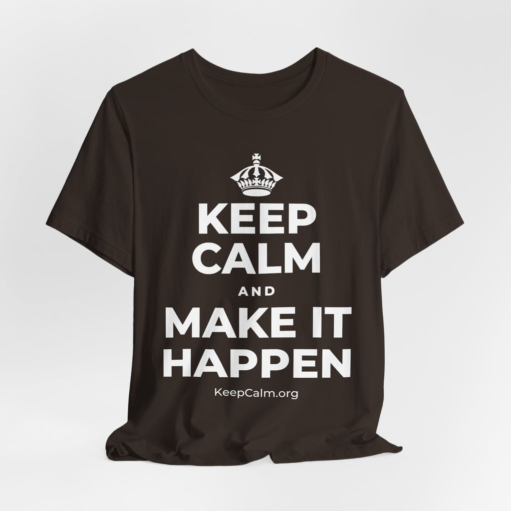 KEEP CALM AND MAKE IT HAPPEN T-Shirt (Soft Cream–Heather Mauve)