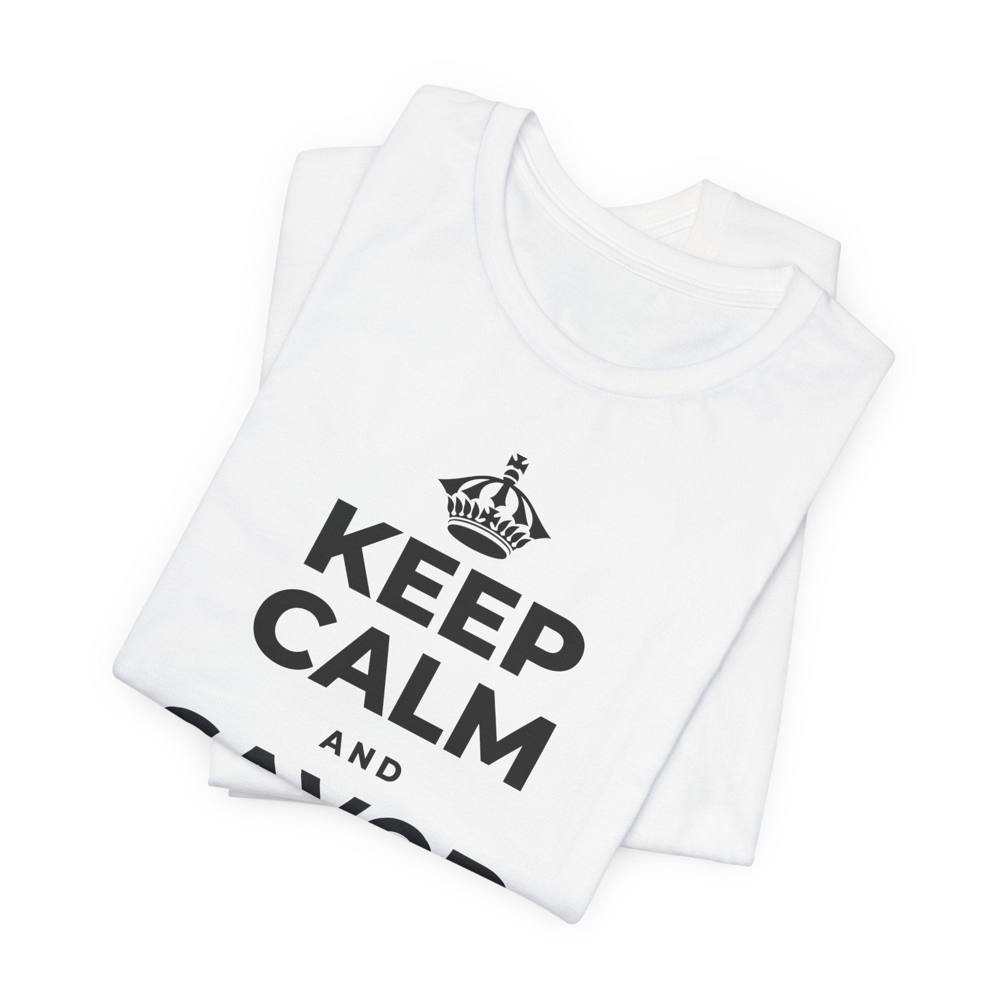 KEEP CALM AND SAVOR THIS MOMENT T-Shirt (White–Asphalt)