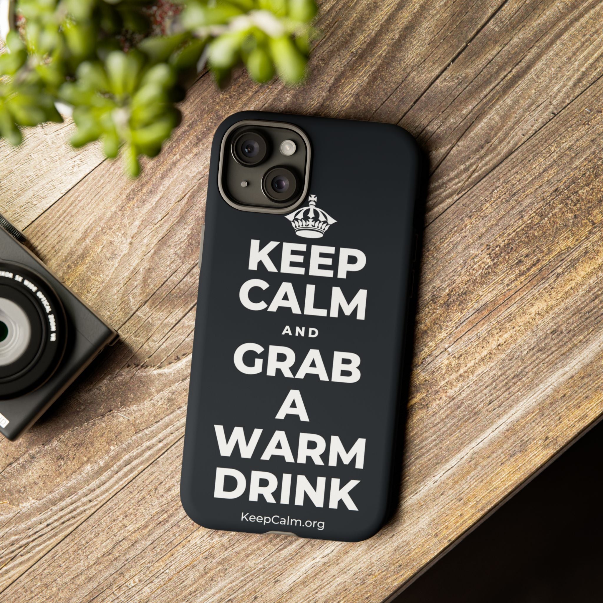 KEEP CALM AND GRAB A WARM DRINK Phone Case (Dark)