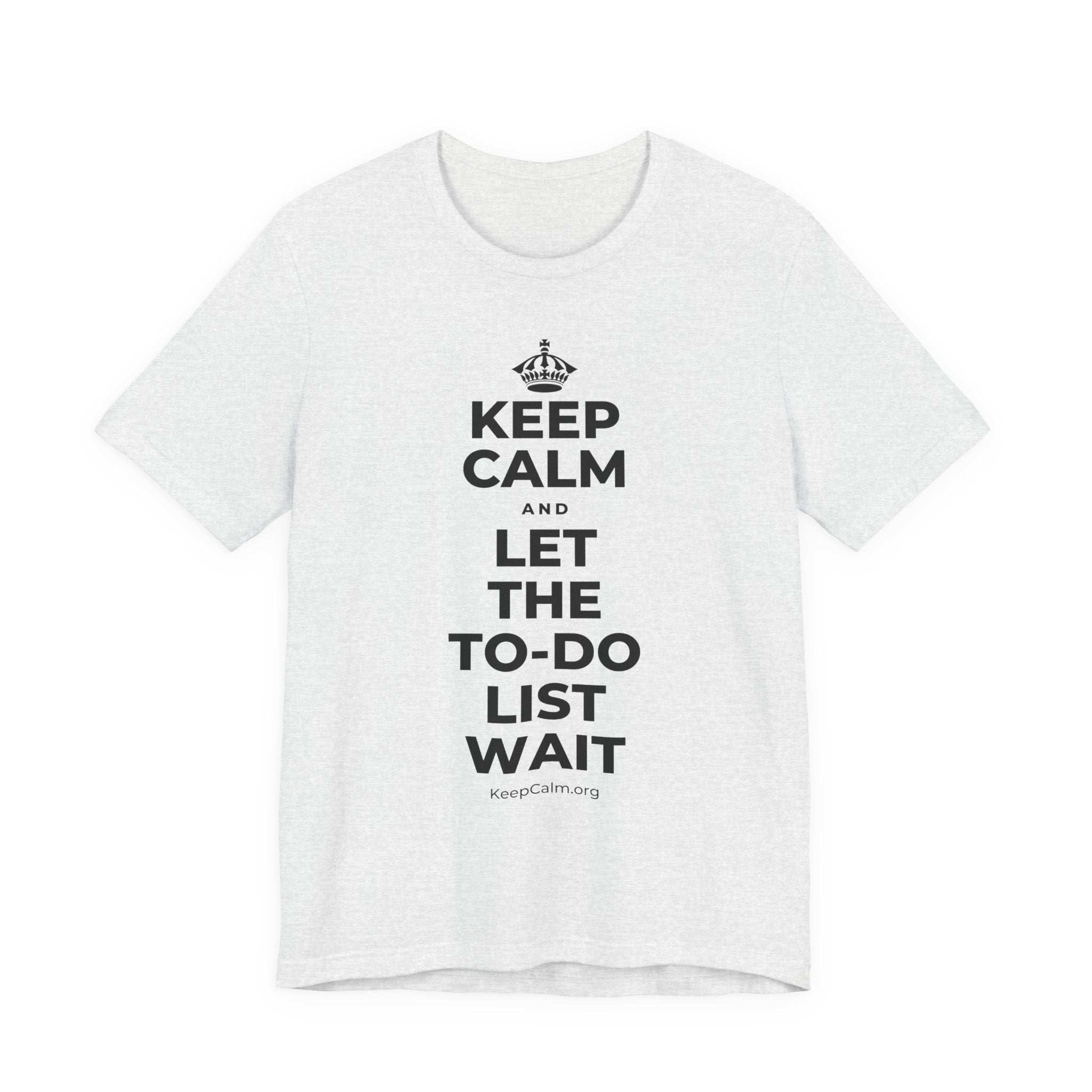KEEP CALM AND LET THE TO-DO LIST WAIT T-Shirt (Soft Cream–Heather Mauve)