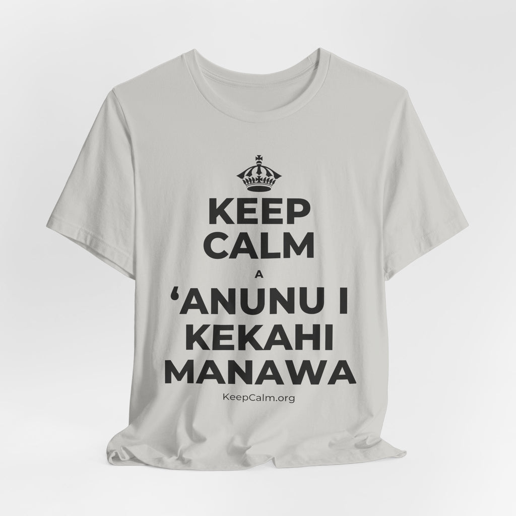 KEEP CALM A ʻANUNU I KEKAHI MANAWA T-Shirt (Baby Blue–Silver)