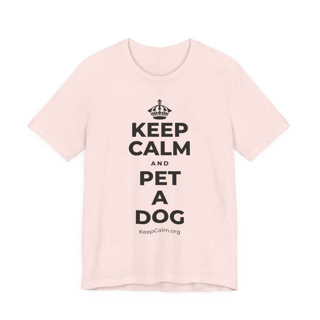 KEEP CALM AND PET A DOG T-Shirt (Soft Cream–Heather Mauve)