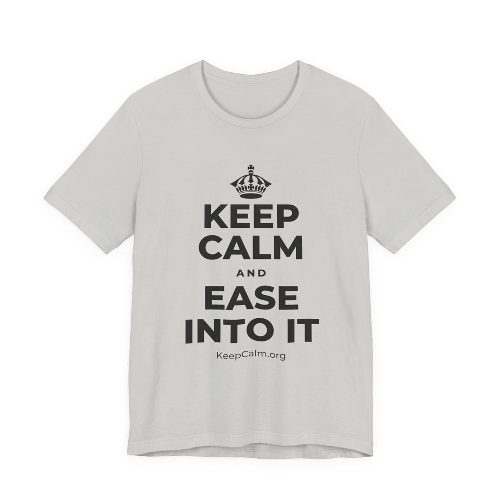 KEEP CALM AND EASE INTO IT T-Shirt (Baby Blue–Silver)
